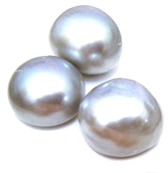 Grey Over 13mm Half Drilled Button Single Pearls